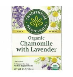 Traditional Medicinals, Organic Chamomile with Lavender, Caffeine Free, 16 Wrapped Tea Bags, .85 oz 
