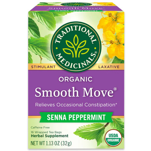 Traditional Medicinals, Organic Smooth move senna peppermint, 16 Wrapped Tea Bags