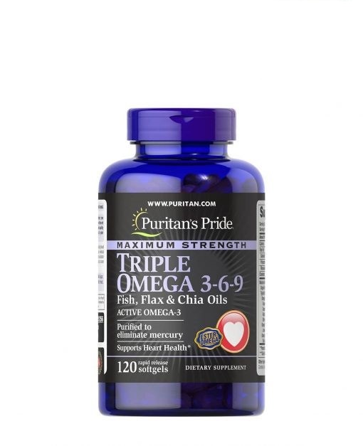 Viên uống bổ tim Puritan’s Pride Triple Omega 3-6-9 Fish, Flax & Chia Oils 120 viên
